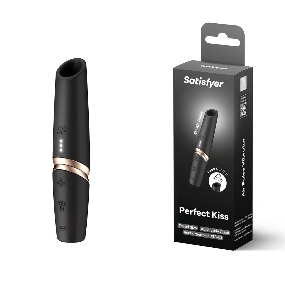 Satisfyer Perfect Kiss - Black USB Rechargeable Air Pulse Stimulator