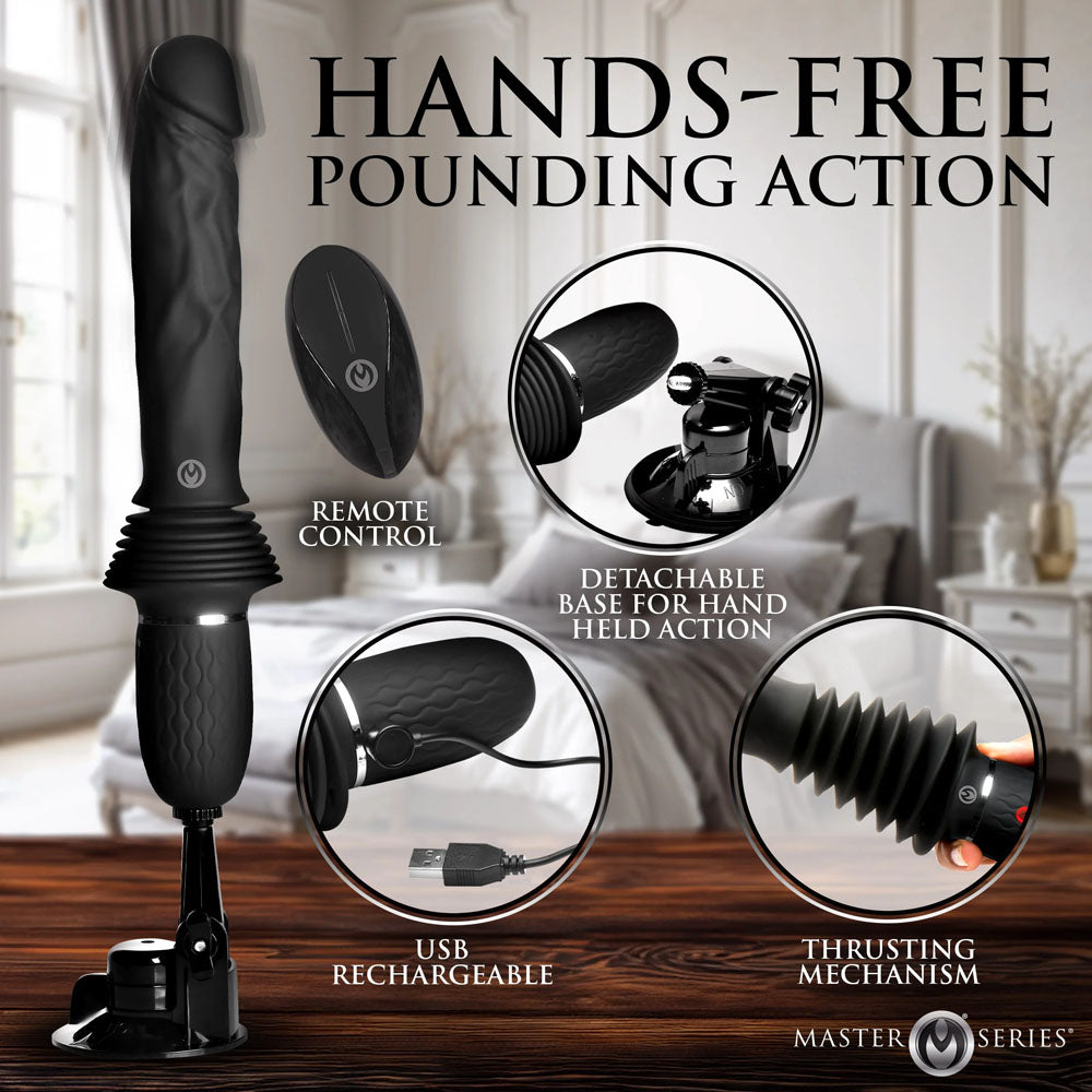 Master Series Ultimate Power Pounder - Black 30 cm USB Rechargeable Thrusting Vibrator