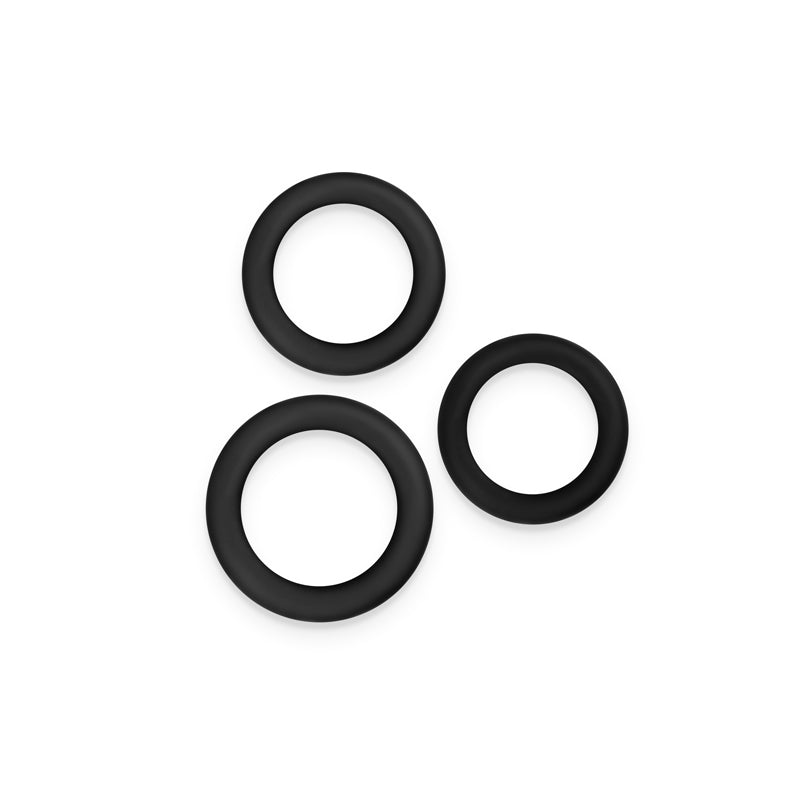 Renegade 3pc Slim Rings - Black - Black Cock Rings - Set of 3 Sizes