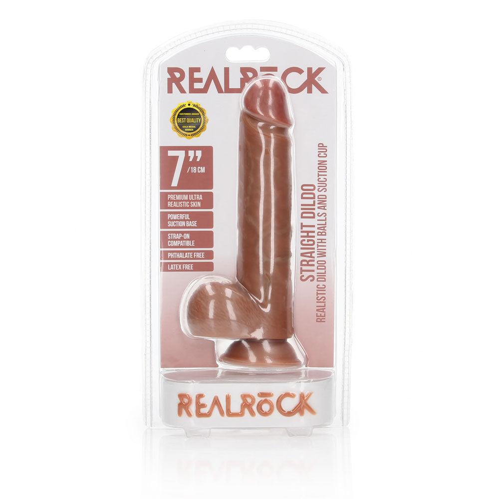 REALROCK Straight Realistic Dildo with Balls - 18 cm