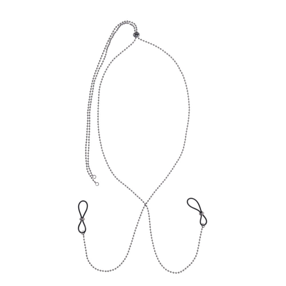 S&M Exs & Ohs Body Jewelry with Nipple Ties - Metal Chain with Nipple Ties